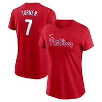 Women's Nike Trea Turner Red Philadelphia Phillies Cooperstown Collection Fuse Name & Number T-Shirt