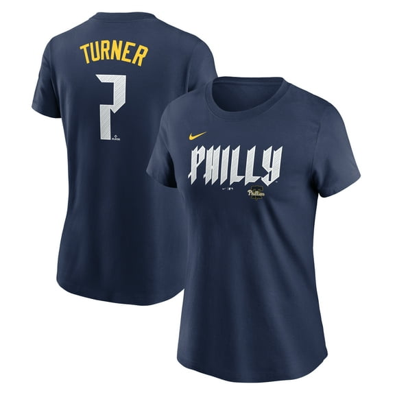 Women's Nike Trea Turner Royal Philadelphia Phillies 2024 City Connect Fuse Player Name & Number T-Shirt