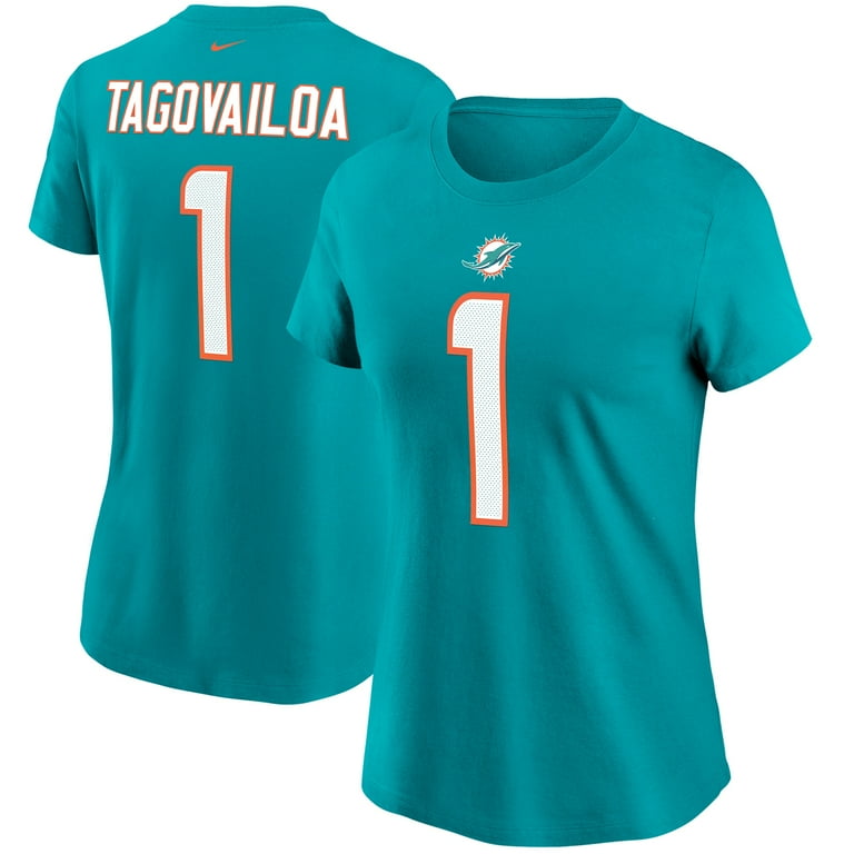 Women s Nike Tua Tagovailoa Aqua Miami Dolphins Name Number T Shirt Walmart