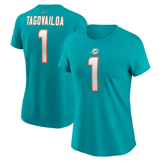 Women's Nike Tua Tagovailoa Aqua Miami Dolphins Player Name & Number T ...