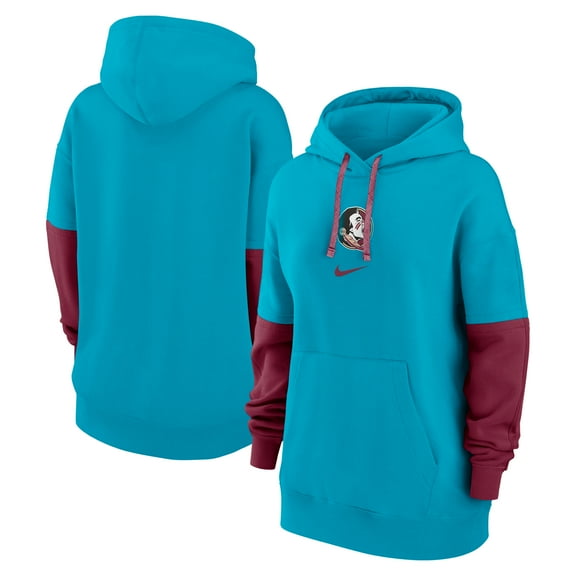 Women's Nike Turquoise Florida State Seminoles Oversized Essential Fleece Hoodie