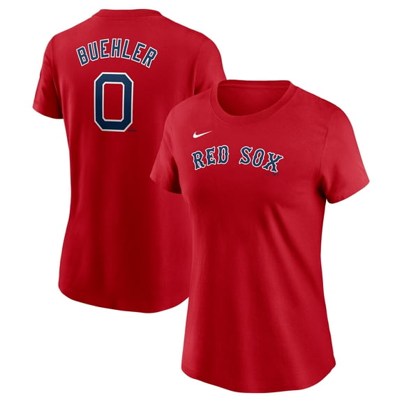 Women's Nike Walker Buehler Red Boston Red Sox Cooperstown Collection Fuse Name & Number T-Shirt