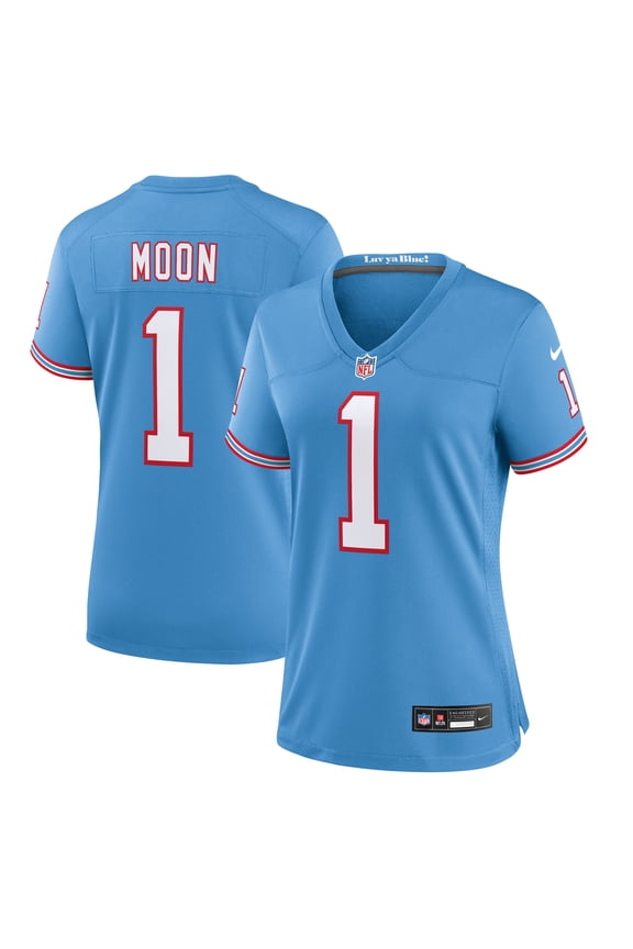 Women's Nike Warren Moon Light Blue Tennessee Titans Oilers Throwback Retired Player Game Jersey