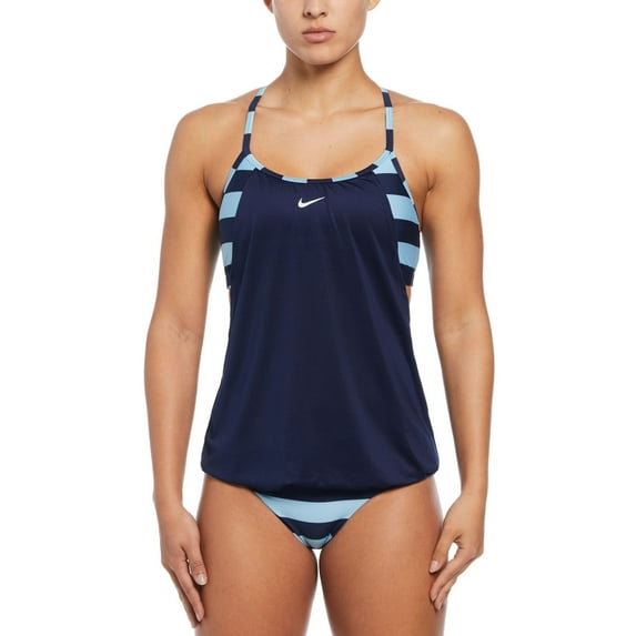 Women's Nike Water Dots Convertible Layered Tankini Top Color: Midnight Navy Size: SMALL