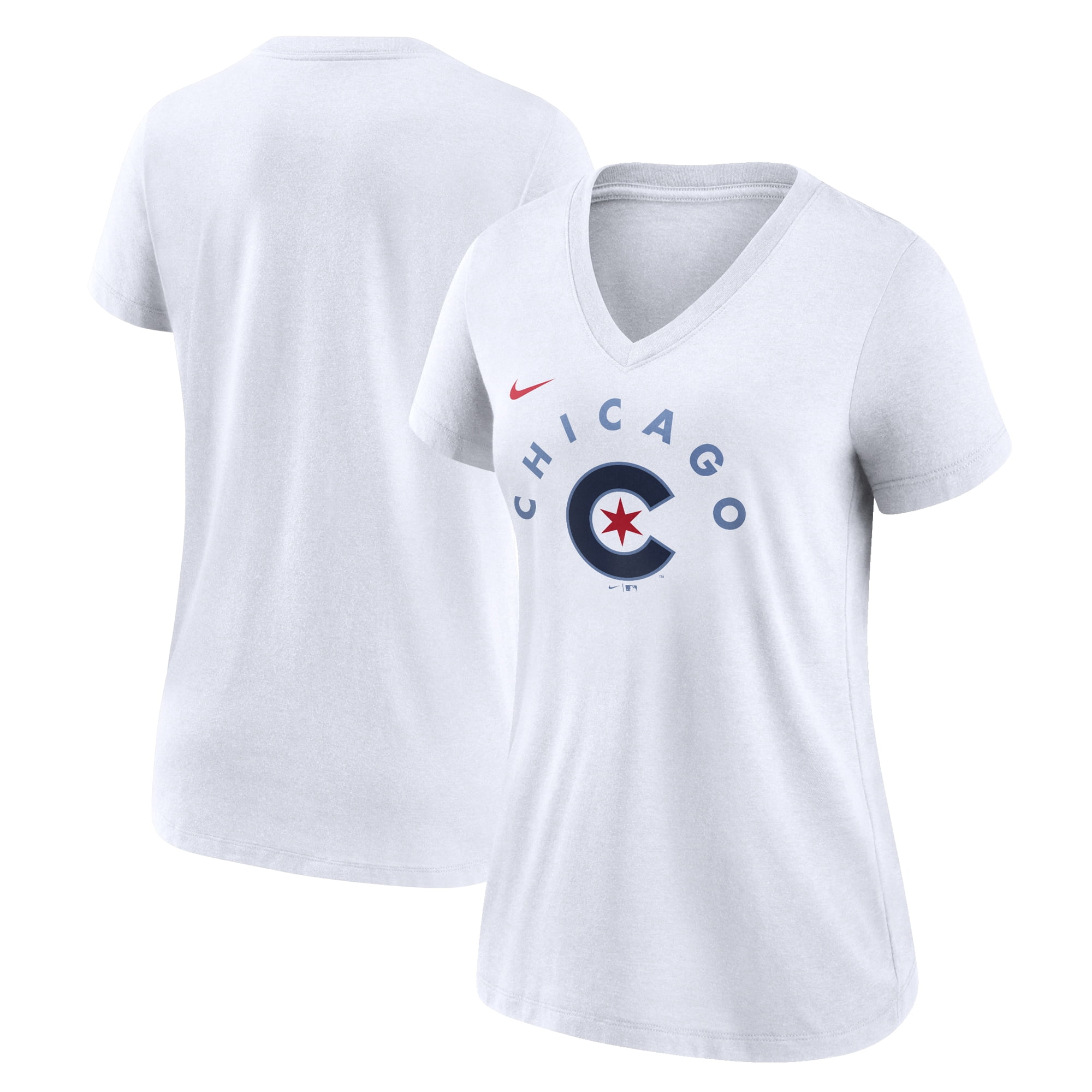 Women's Nike White Chicago Cubs City Connect Tri-Blend V-Neck T