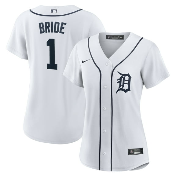 Women's-Nike  White Detroit Tigers #1 Bride Home Replica Jersey