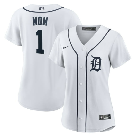 Women's-Nike  White Detroit Tigers #1 Mom Home Replica Jersey