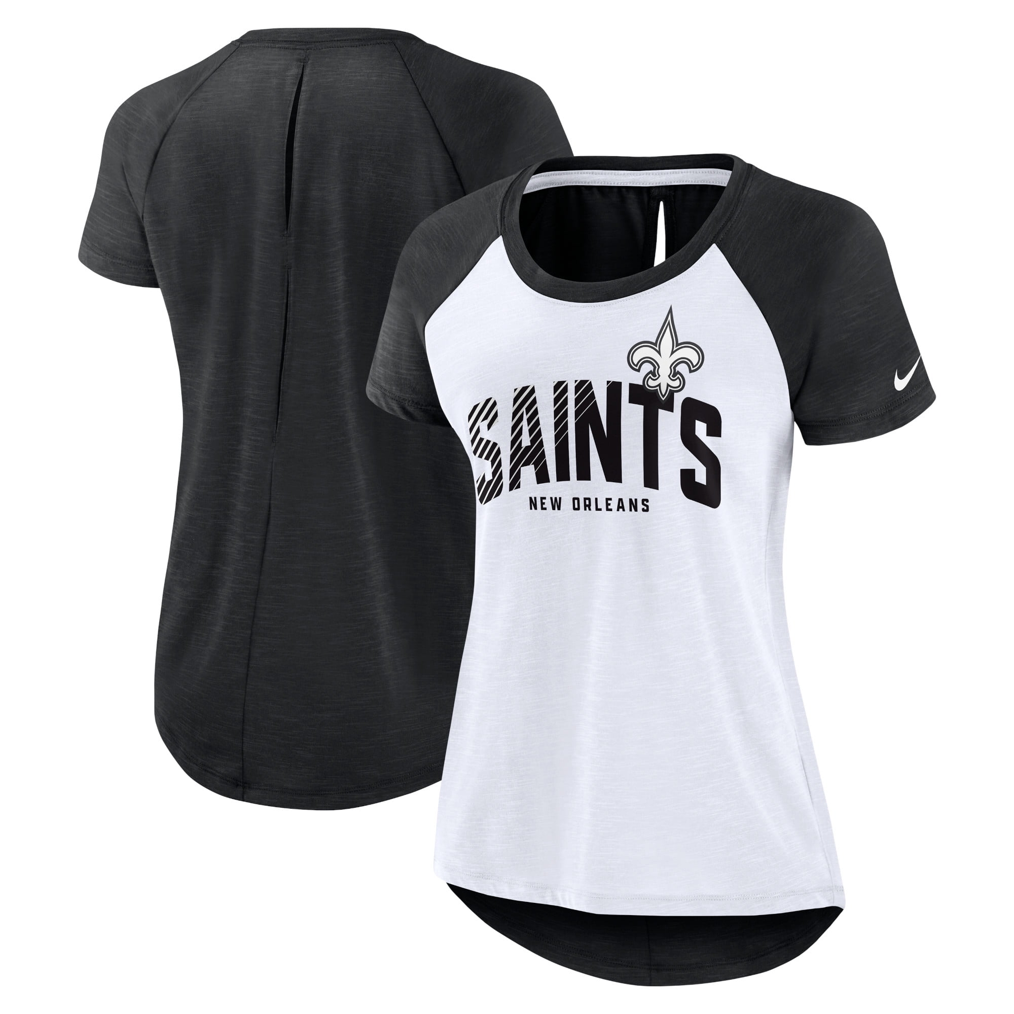 Women s Nike White Heather Scarlet New Orleans Saints Back Slit Lightweight Fashion T Shirt Walmart