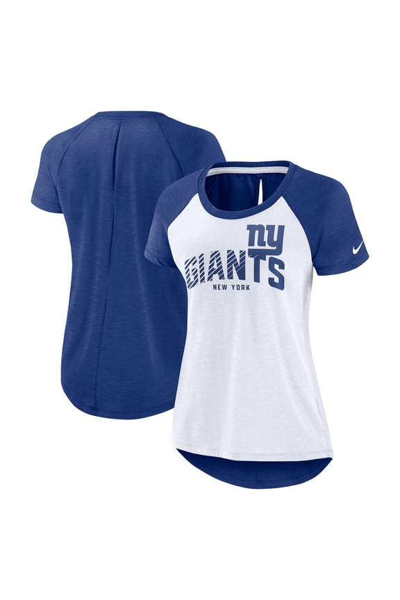 Women's Nike White/Heather Scarlet New York Giants Back Slit Lightweight Fashion T-Shirt