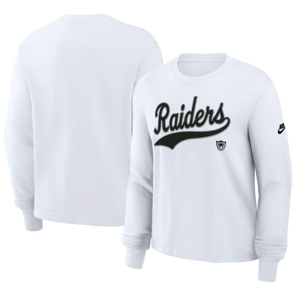 Women's-Nike White Las Vegas Raiders Essential Long Sleeve Boxy T-Shirt