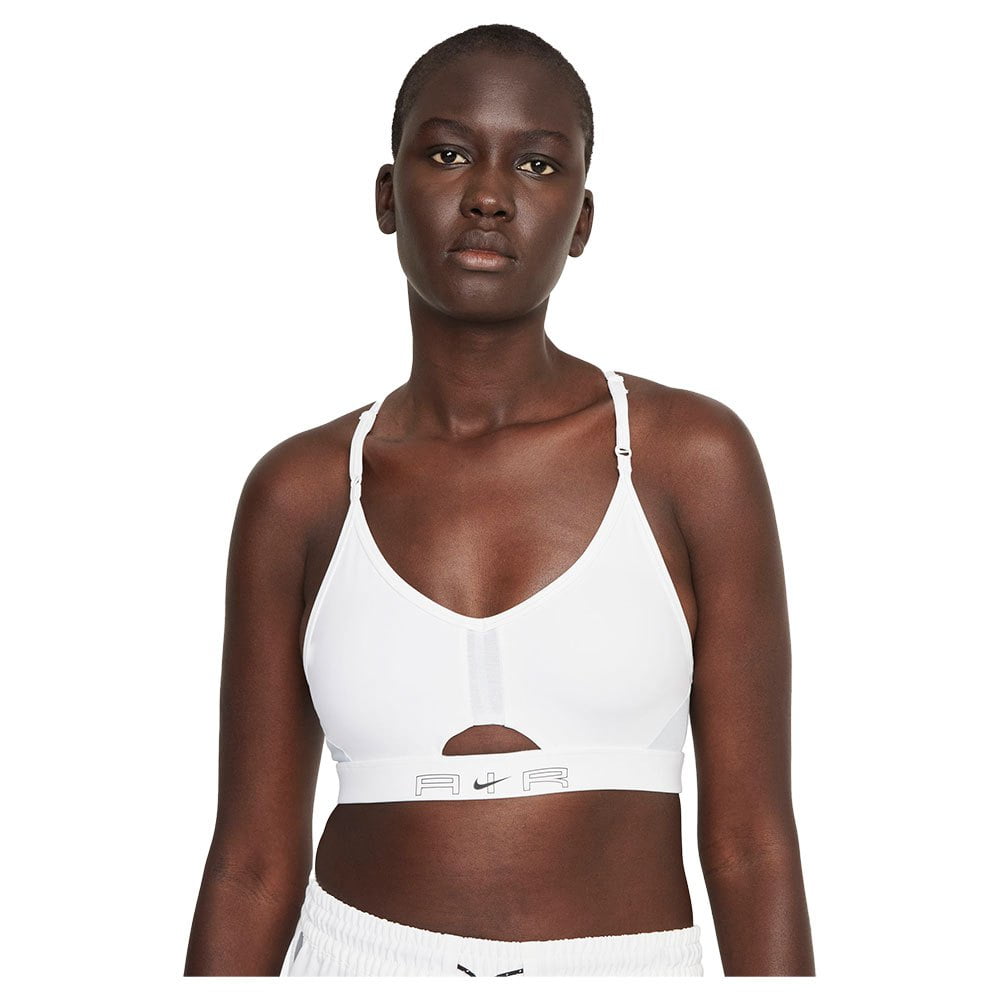 Women s Nike White Light Blue Air Dri Fit Indy Cutout Sports Bra S Walmart