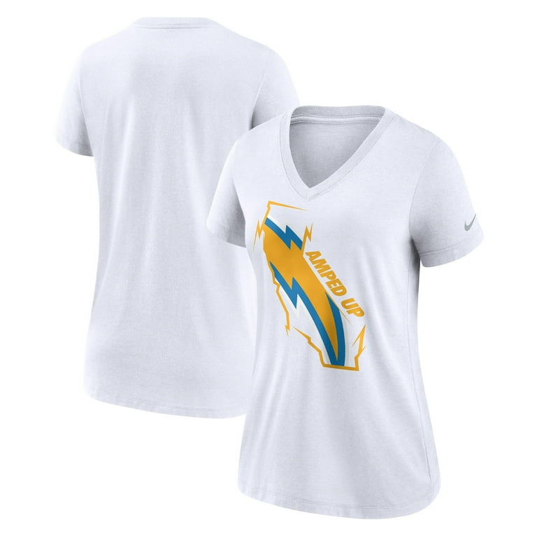 CHARGERS WOMENS SHORT SLEEVE V NECK - WHITE CHARGERS WOMENS SHORT SLEEVE V NECK - WHITE