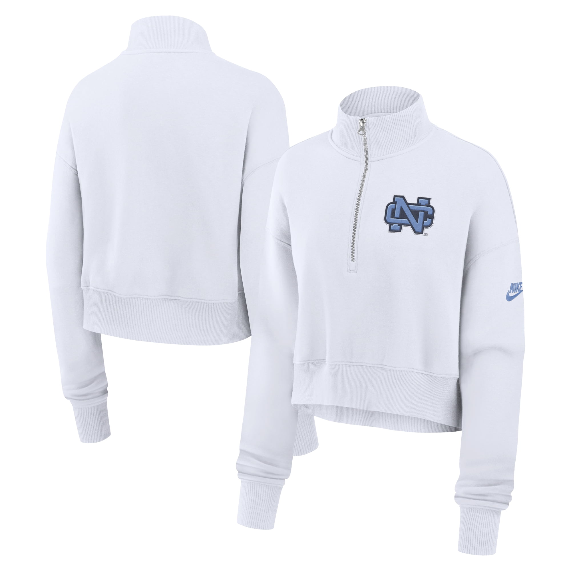 Women s Nike White North Carolina Tar Heels Legacy Elevated Logo Cropped Half Zip Sweatshirt Walmart
