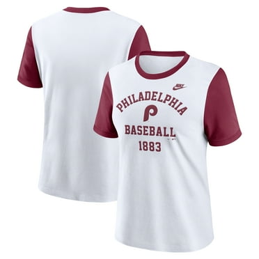 Women's-Nike  White Philadelphia Phillies Tri-Blend Cooperstown Logo T-Shirt