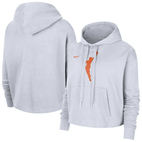 Women's Nike White WNBA Logowoman Team 13 Cropped Pullover Hoodie
