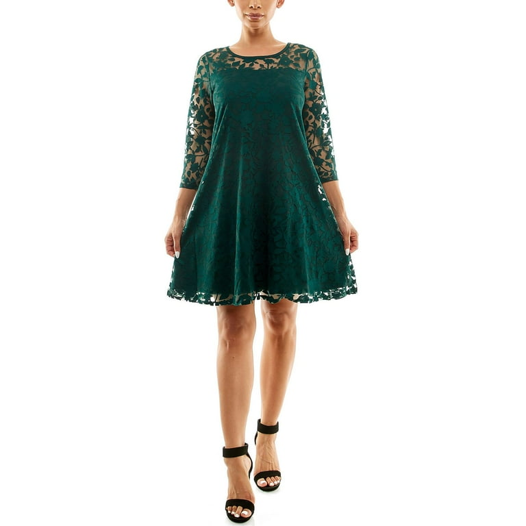 Women s Nina Leonard Burnout Trapeze Dress Color Rich Pine Size MEDIUM Walmart