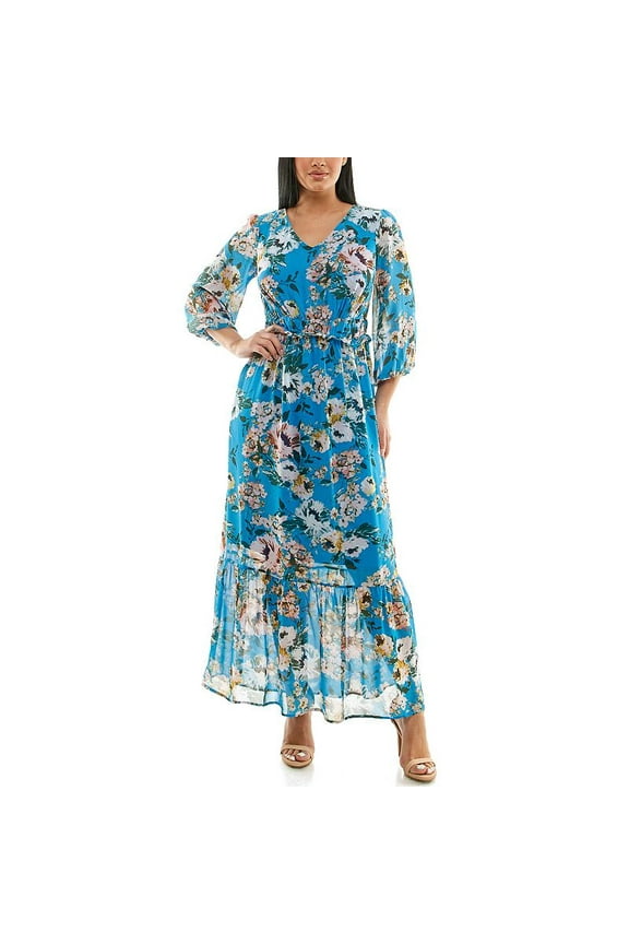 Women's Nina Leonard Chiffon Printed Maxi Dress