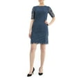 thumbnail image 1 of Women's Nina Leonard Floral Lace Sheath Cocktail Dress Color: Blue Moon Size: SMALL, 1 of 18