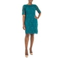 thumbnail image 1 of Women's Nina Leonard Floral Lace Sheath Cocktail Dress Color: Radiant Teal Size: X LARGE, 1 of 18