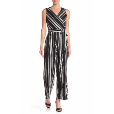 Women's Nina Leonard Striped Surplice Palazzo Jumpsuit