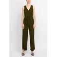 thumbnail image 1 of Women's Nina Leonard Surplice Wide-Leg Jumpsuit Color: Dark Olive Size: SMALL, 1 of 26