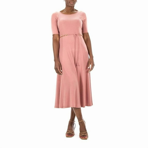 Women's Nina Leonard Sylvia MIDI Dress with Chain Belt, Size: Medium, Brt Pink