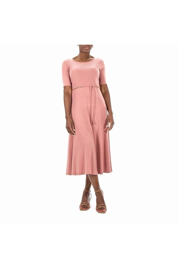 Women's Nina Leonard Sylvia MIDI Dress with Chain Belt, Size: Medium, Brt Pink