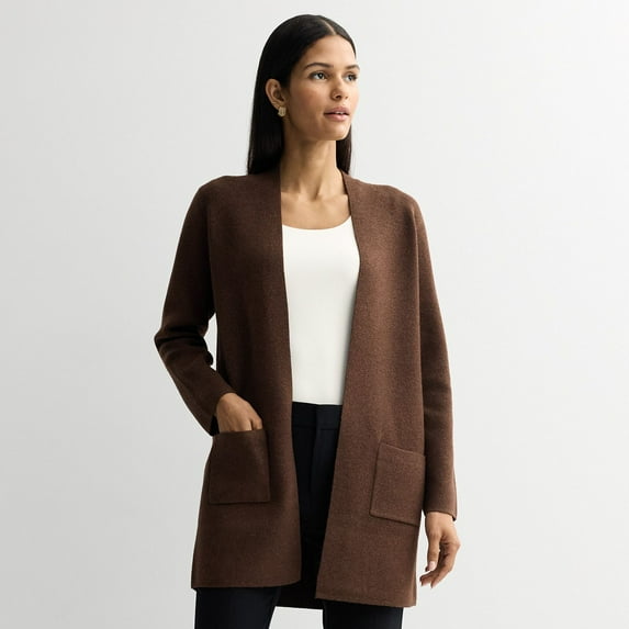Women's Nine West Coatigan Sweater Color: Chocolate Heather Size: MEDIUM