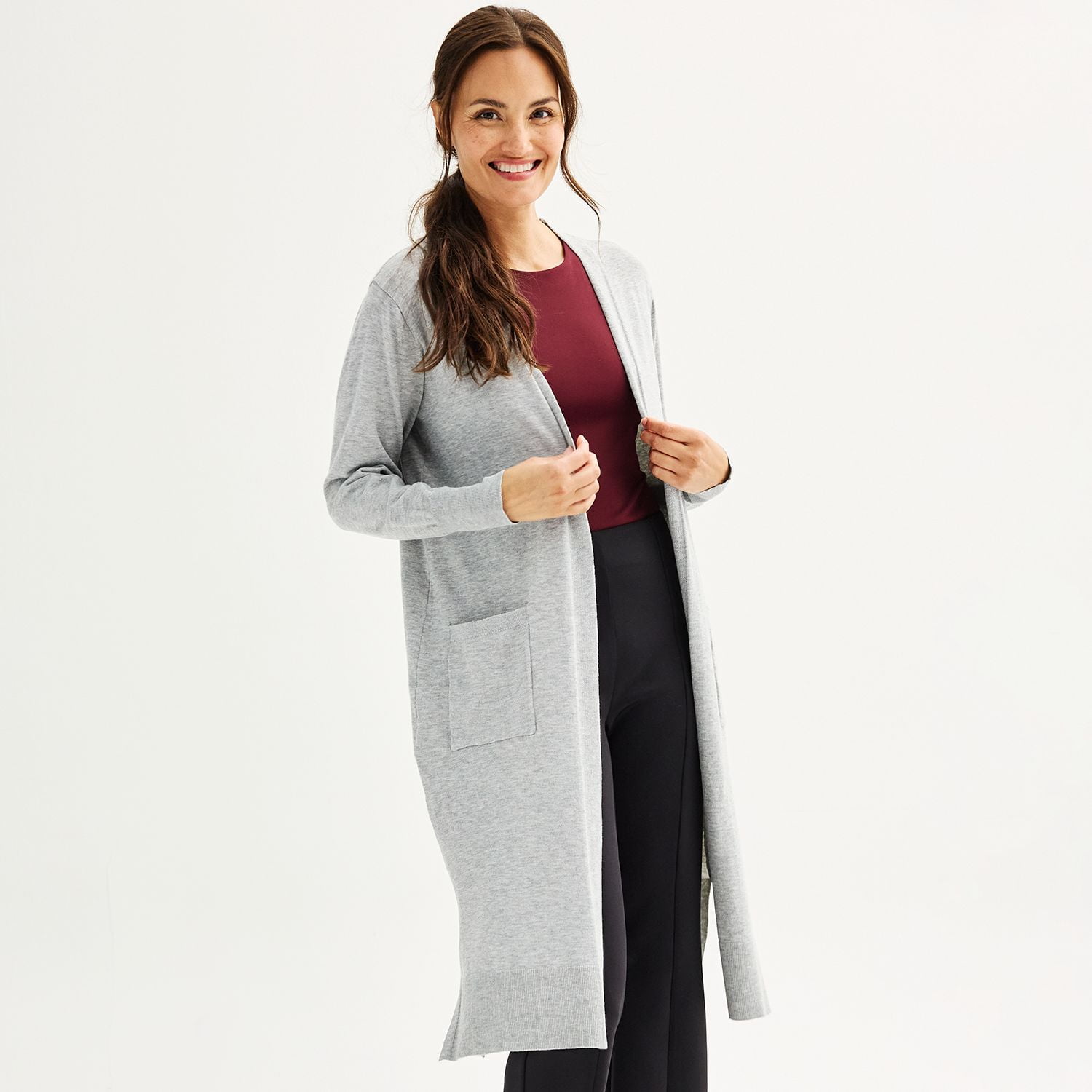 Gray duster cardigan hot sale