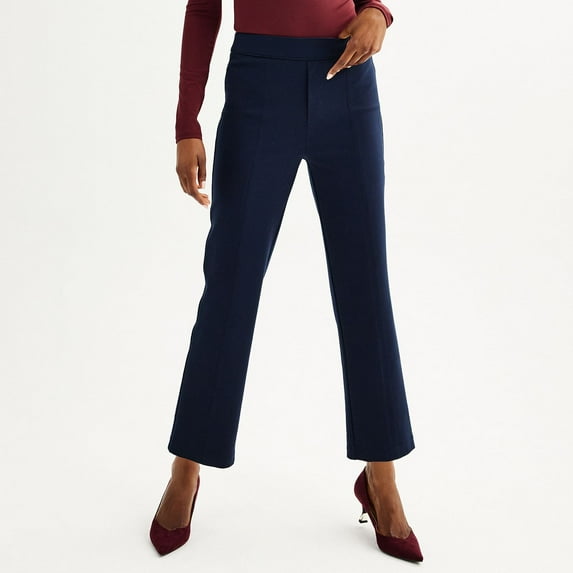 Women's Nine West High Rise Slim-Straight Ponte Pants Color: Sky Captain Size: LARGE