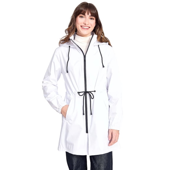 Women's Nine West Hooded Lightweight Anorak Rain Jacket Color: White Size: XX LARGE