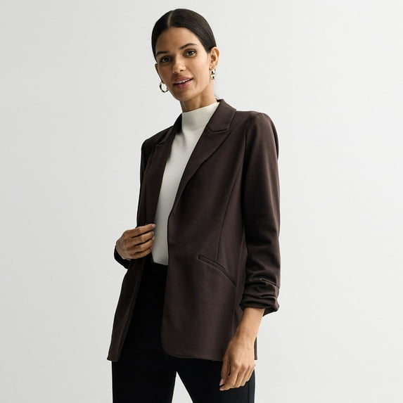 Women's Nine West Knit Closureless Blazer Color: Chocolate Brown Size: MEDIUM