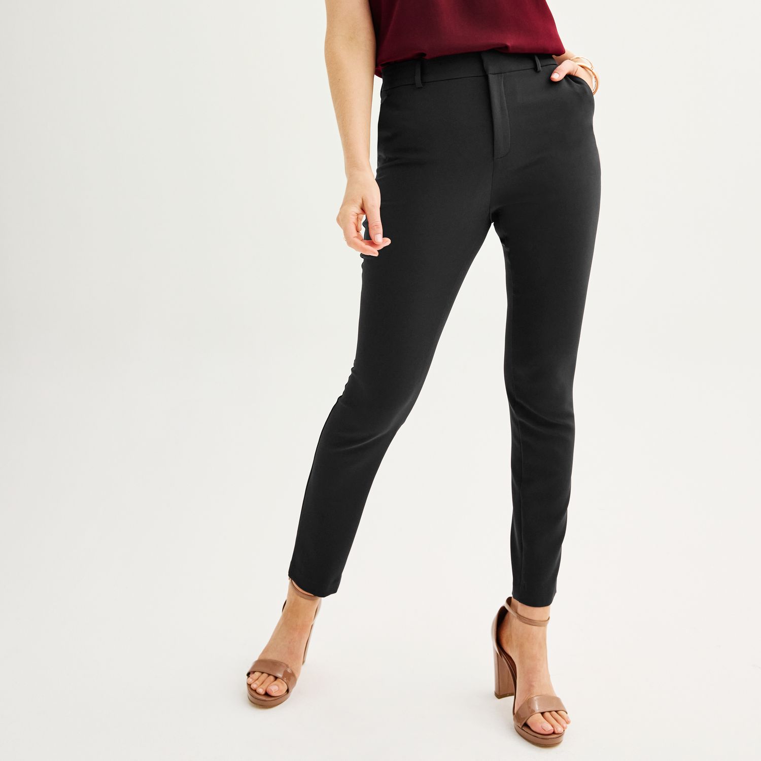 Women s Nine West Magic Waist Skinny Pants Color Mineral Black Size 4 Walmart