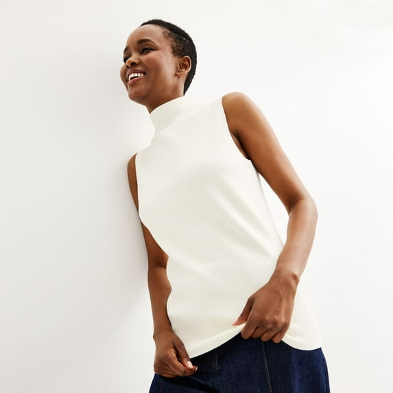 Women's Nine West Mockneck Sleeveless Sweater Color: Daisy Dew Size: LARGE