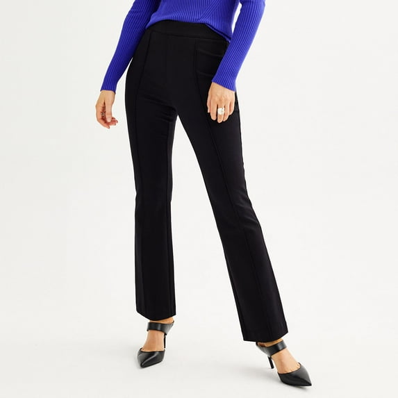 Women's Nine West Pintuck Bootcut Ponte Pants Color: Mineral Black Size: LARGE