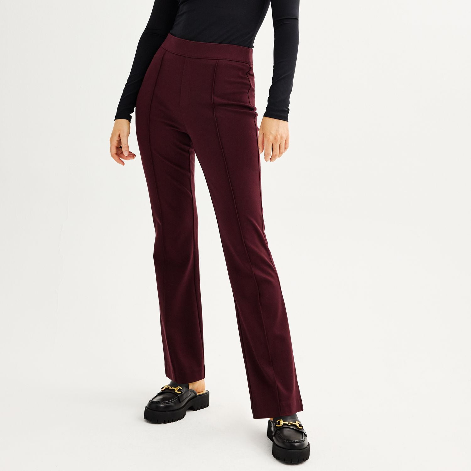 【COLOR iN ID】Pintuck bootcut slim pants Women's Nine West Pintuck Bootcut Ponte Pants Color: Sky