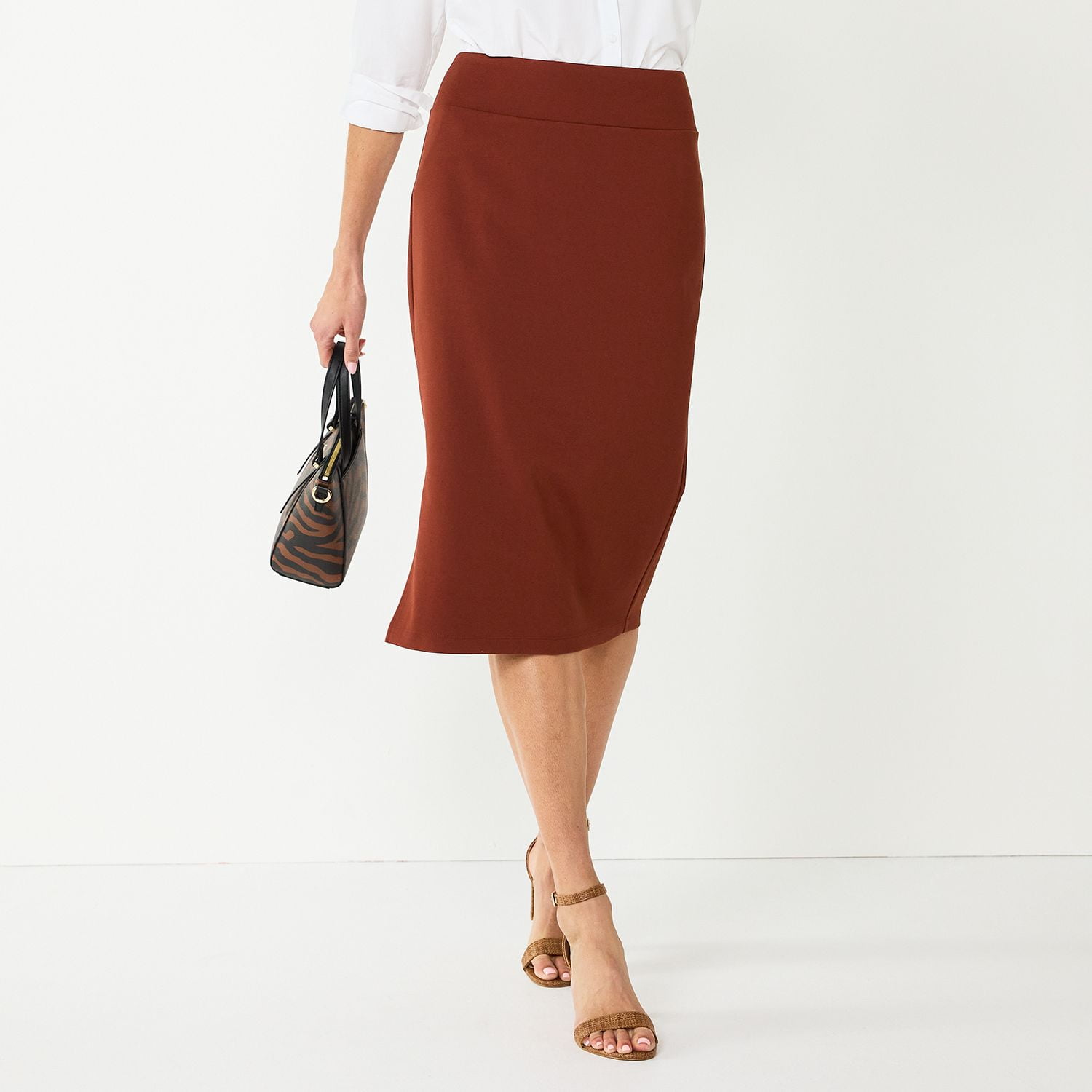 Women's Nine West Pull-On Ponte Pencil Skirt Color: Merlot Mist