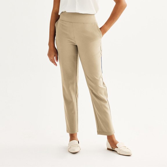 Women's Nine West Pull-On Straight Ankle Pants Color: Practical Beige Size: X LARGE
