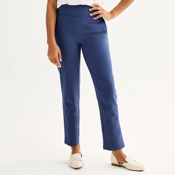 Women's Nine West Pull-On Straight Ankle Pants Color: Resolute Blue Size: LARGE