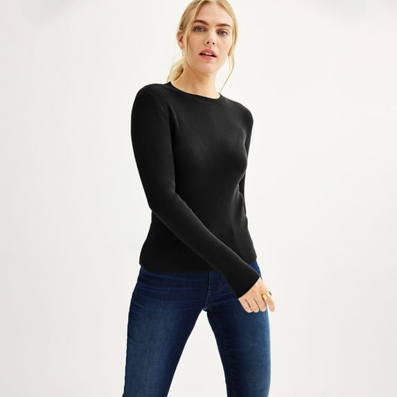 Women's Nine West Ribbed Sweater Color: Mineral Black Size: XX LARGE