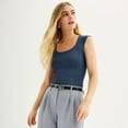 thumbnail image 1 of Women's Nine West Sculpt Square Neck Cap Sleeve Bodysuit Color: Resolute Blue Size: X SMALL, 1 of 4