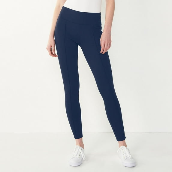 Women's Nine West Seamed Tummy-Control Ponte Leggings Color: Sky Captain Size: XL LONG