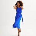 thumbnail image 1 of Women’s Nine West Sleeveless D Ring Midi Dress Color: Gage Blue Size: LARGE, 1 of 5
