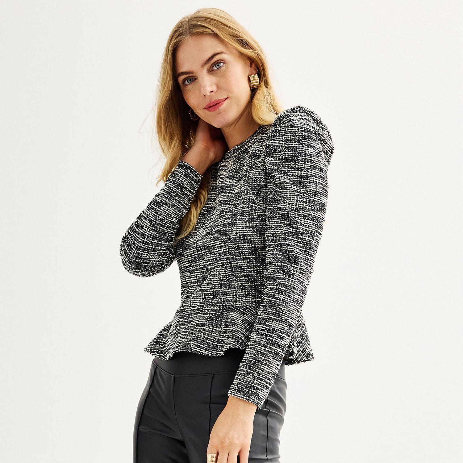 acka tweed peplum tops｜レディース