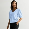 thumbnail image 1 of Women's Nine West V-Neck Puff Sleeve Top Color: Stella Peri Size: SMALL, 1 of 4