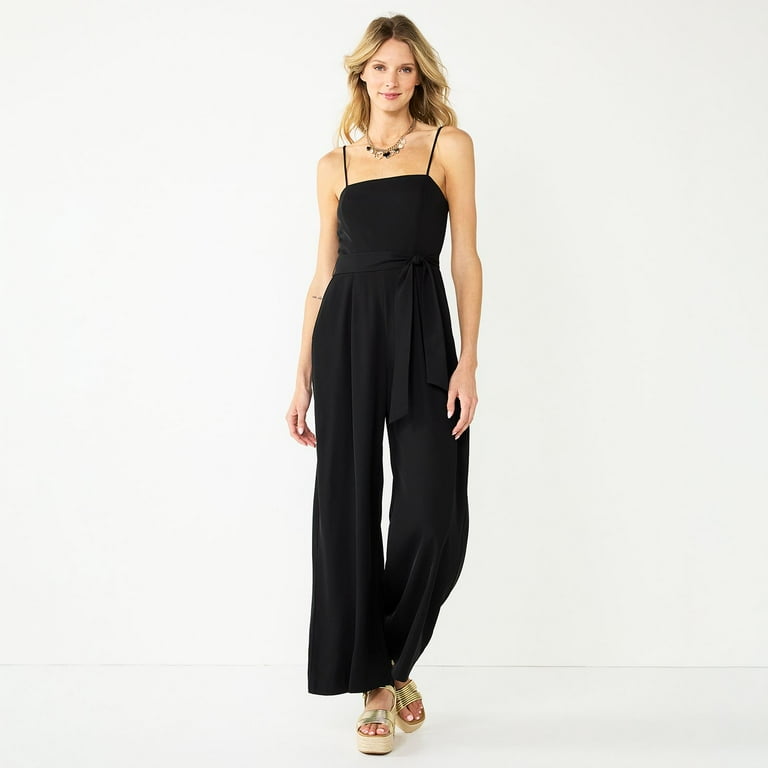 Women s Nine West Wide Leg Jumpsuit Color Mineral Black Size XX LARGE