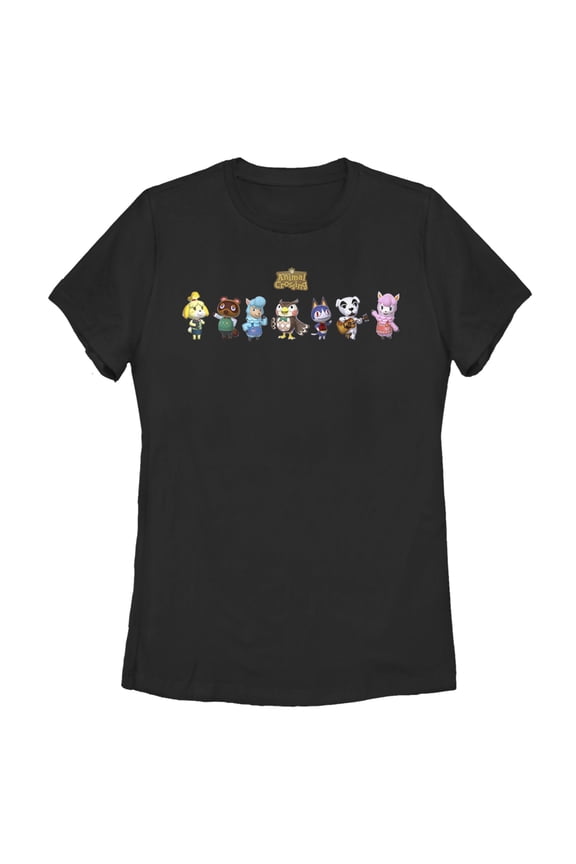Women's Nintendo Animal Crossing Character Lineup  Graphic Tee Black Small