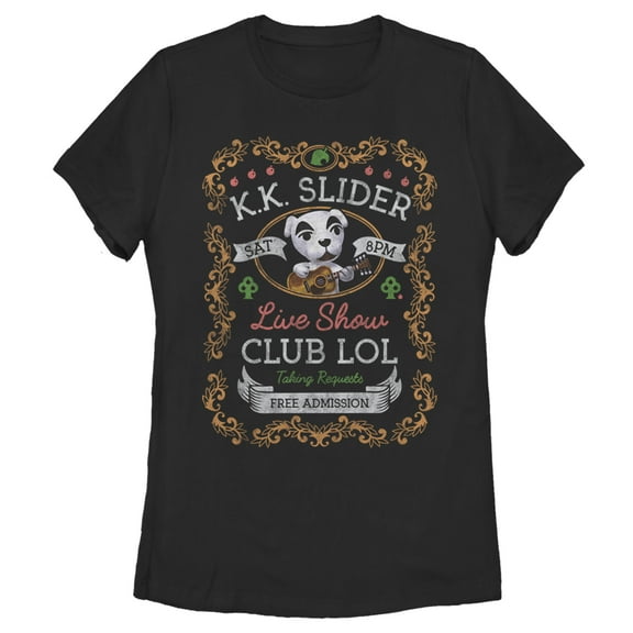 Women's Nintendo Animal Crossing K.K. Slider Live Show  Graphic Tee Black Small