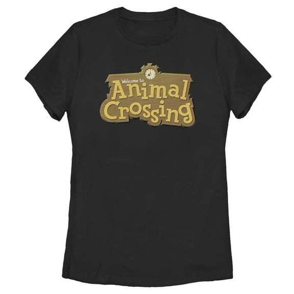 Women's Nintendo Animal Crossing Title Logo  Graphic Tee Black Medium