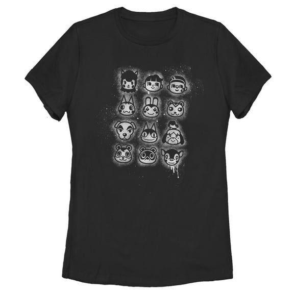 Women's Nintendo Animal Crossing Villager Spray Paint  Graphic Tee Black X Large